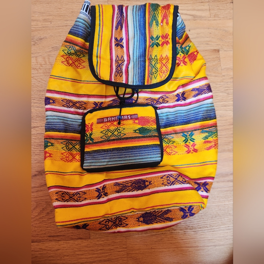 Yellow backpack from Bahamas